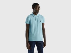 turkis Benetton menn turkis polo med smal passform 20TRB1385