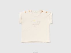vanilje Benetton barn kortermet t-skjorte med trykk 20TRB5812